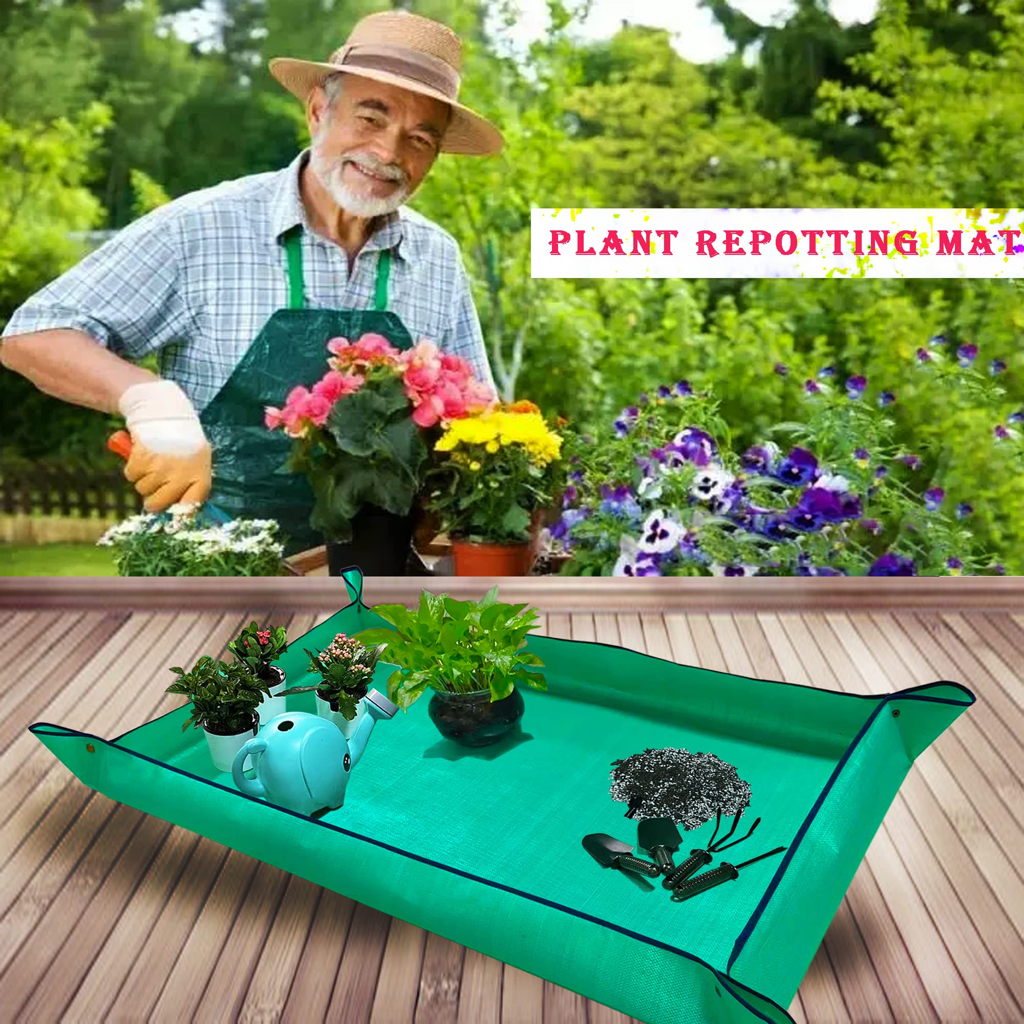 BIUWING large repotting mat folds flat for easy transport and storage.