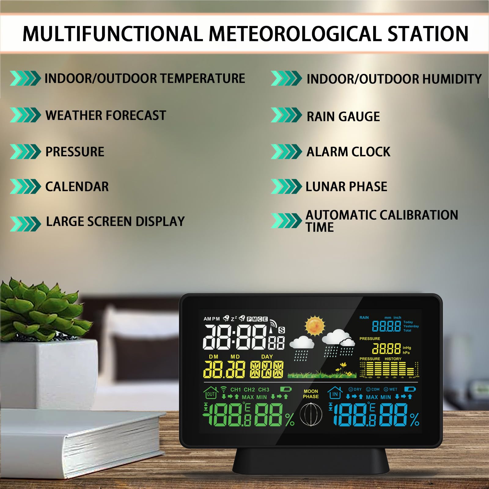 BIUWING moon phase and forecast display for planning outdoor activities