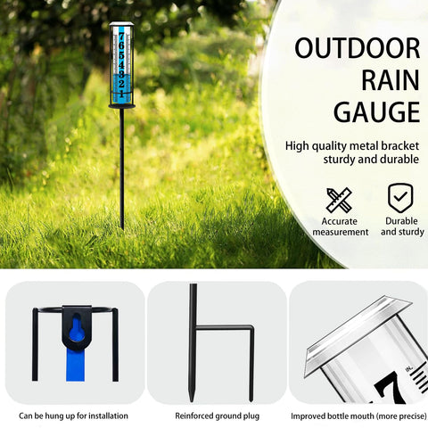 BIUWING rain gauge adjustable height fits varying garden setups.
