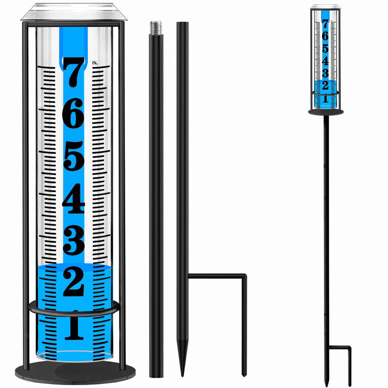 BIUWING rain gauge outdoor with stake for precise yard rainfall readings.
