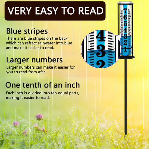 BIUWING rain gauge with sturdy cast iron frame withstands outdoors.