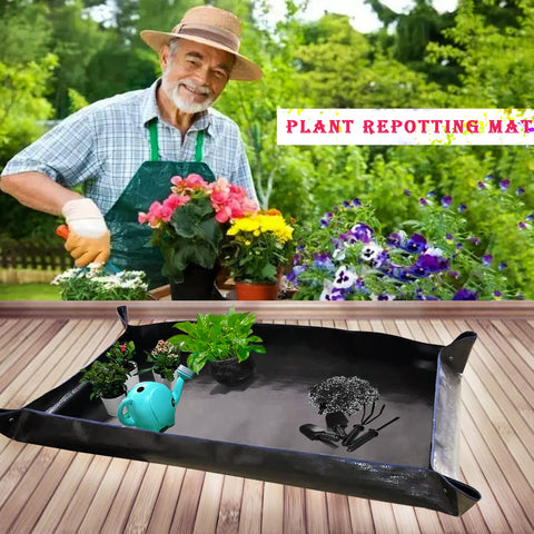 BIUWING thickened PVC repotting mat provides durable, stain-resistant use