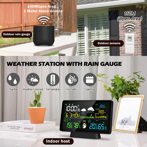 BIUWING weather station with 7.5-inch LCD display showing conditions