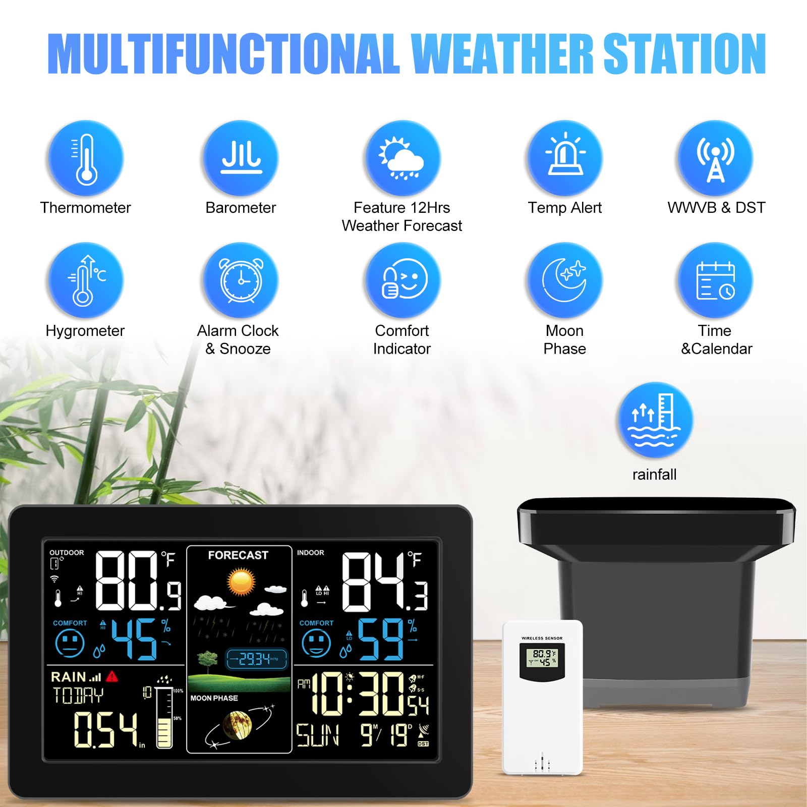 BIUWING indoor and outdoor temperature and humidity readings for climate awareness