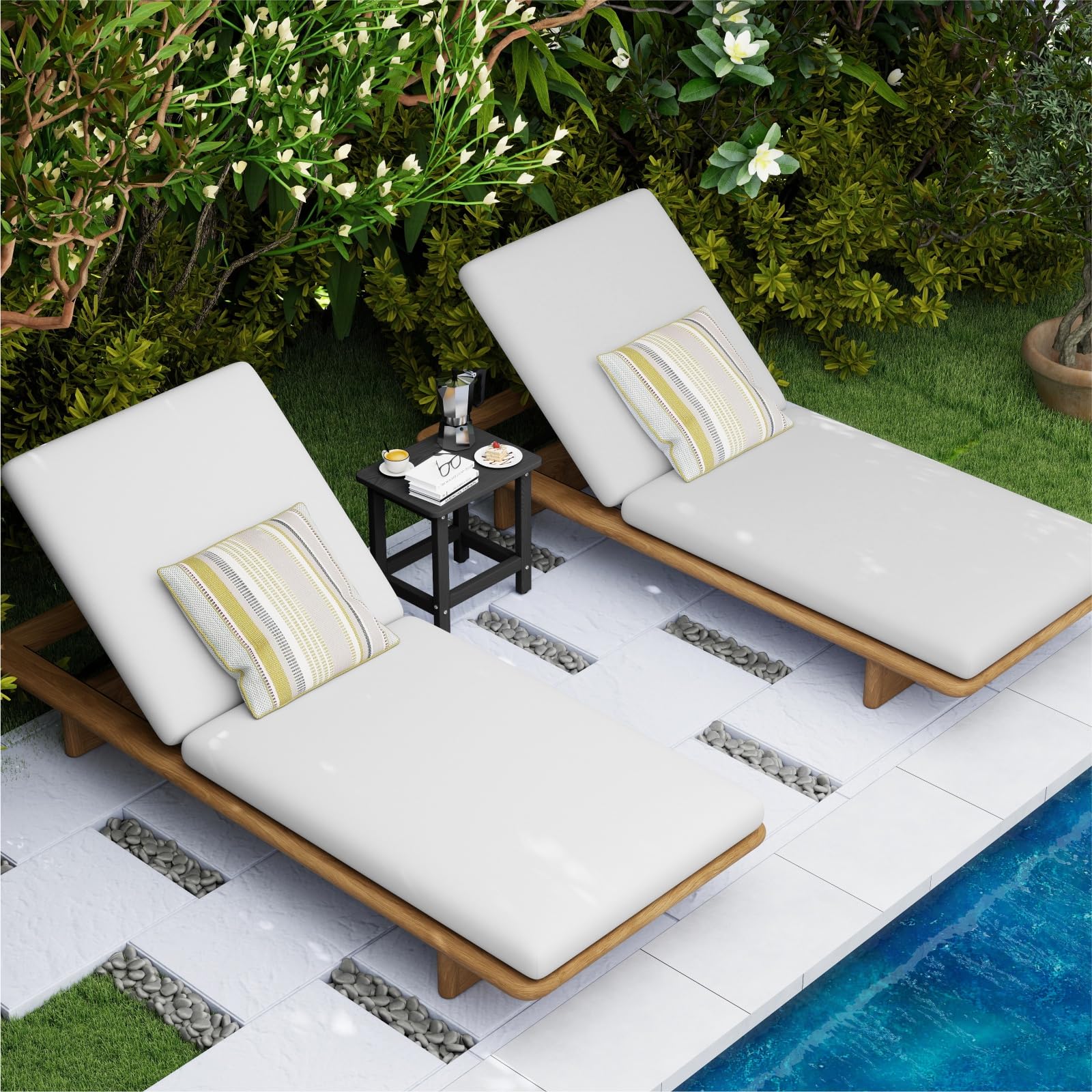 Compact 16.6-inch BIVODA side table fits small patios and balconies.