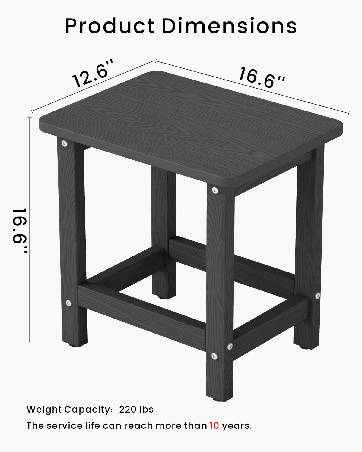BIVODA side table with adjustable feet stabilizes on uneven outdoor surfaces.