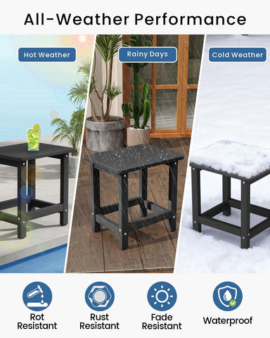 Fade-resistant color on the BIVODA side table maintains finish under sun exposure.