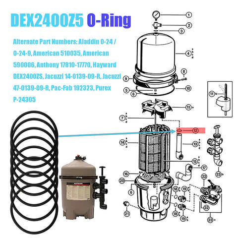 bizhala DEX2400Z5 O-ring 8-pack ready for quick replacements.