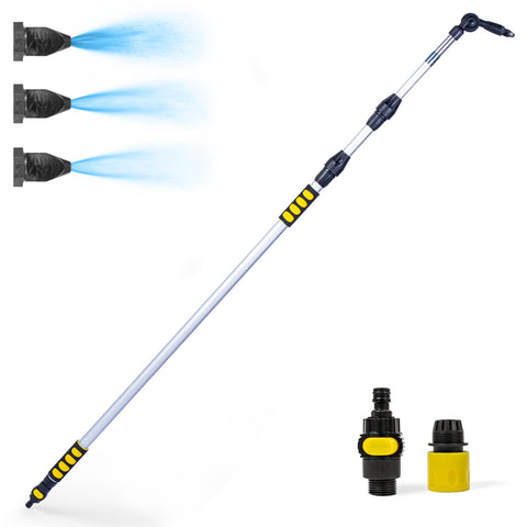 BIZSALVIDO gutter cleaner with telescopic reach enhances ground-access to tall gutters.