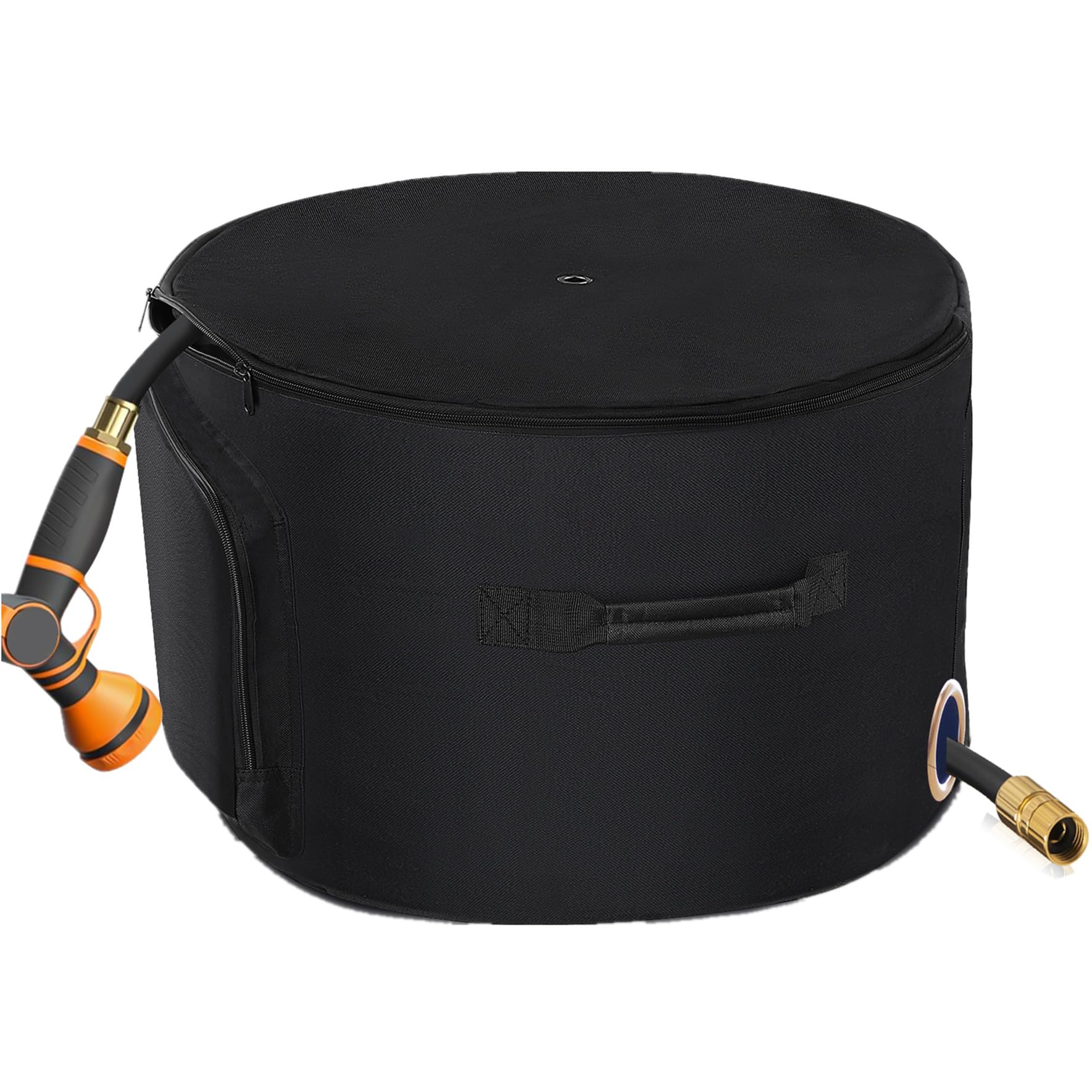BJJZHH garden hose holder pot with lid keeps outdoor space tidy and organized.
