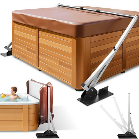 BJOSSTY hot tub cover lifter installed for easy access and cover protection