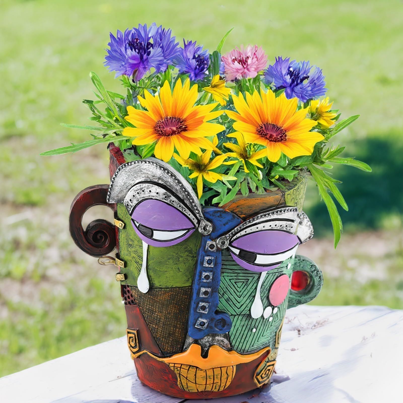 BJVF Picasso-face pot with drainage-hole keeps roots dry