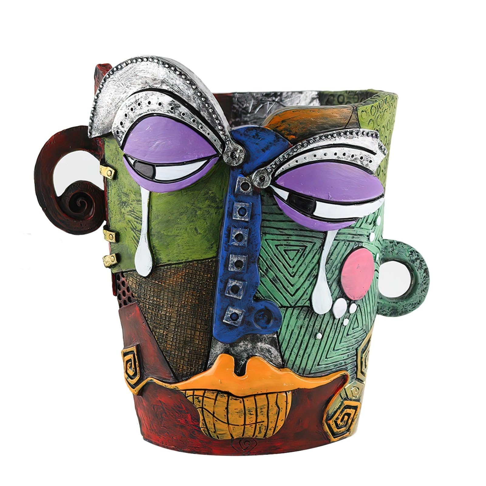 BJVF Picasso-inspired face pot front view enhances modern decor