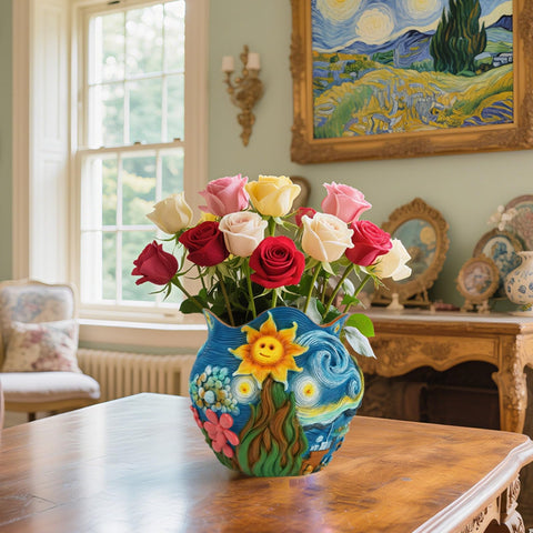 BJVF Starry Night 3D brushstroke planter mimics a hand-painted canvas feel