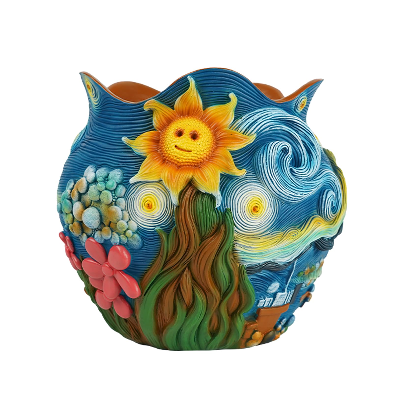 BJVF Starry Night planter with artful canvas design brightens a living room