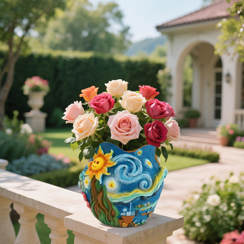 BJVF Starry Night resin pot sized for coffee tables and desks