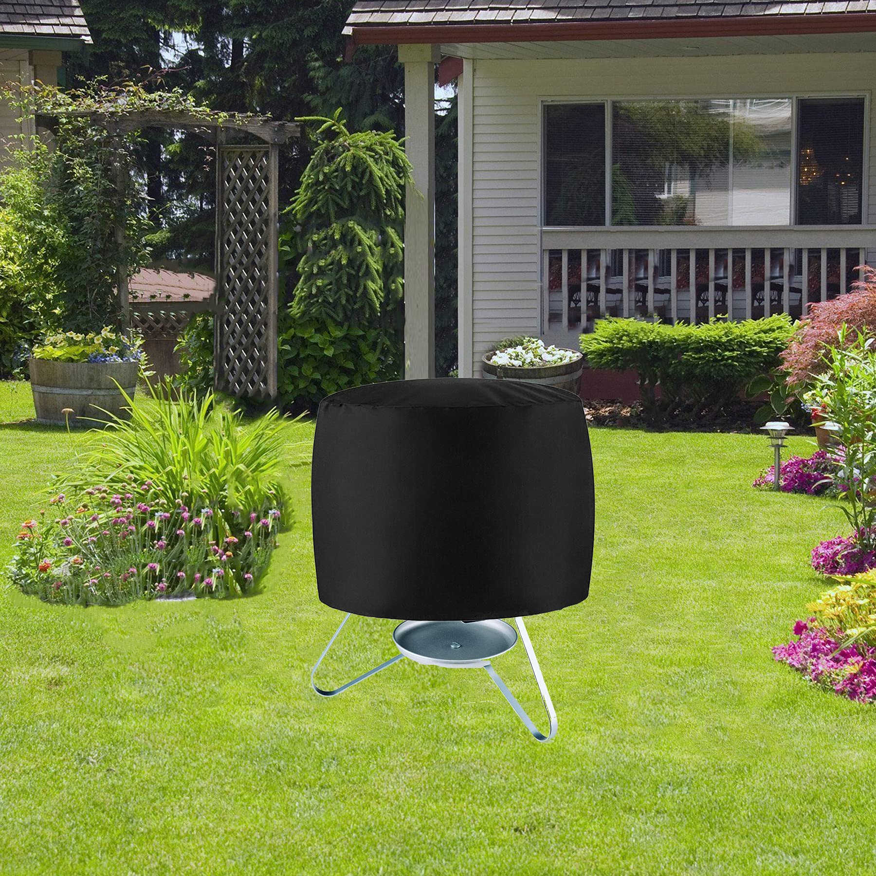 Adjustable length with drawstring keeps the BJYasoppu cover secure during gusts.