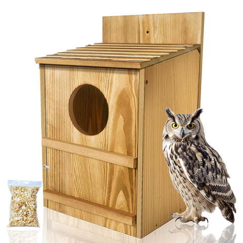 BKISVWCSop owl-house-outdoor offers weather-ready nesting shelter.