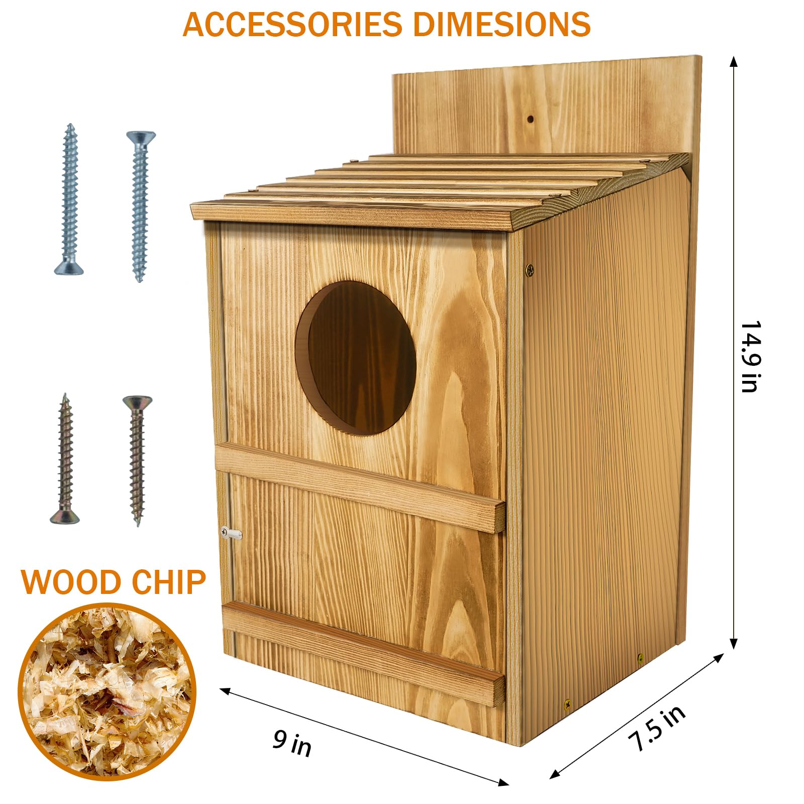 BKISVWCSop wooden-owl-box features durable cedar construction for year-round use.