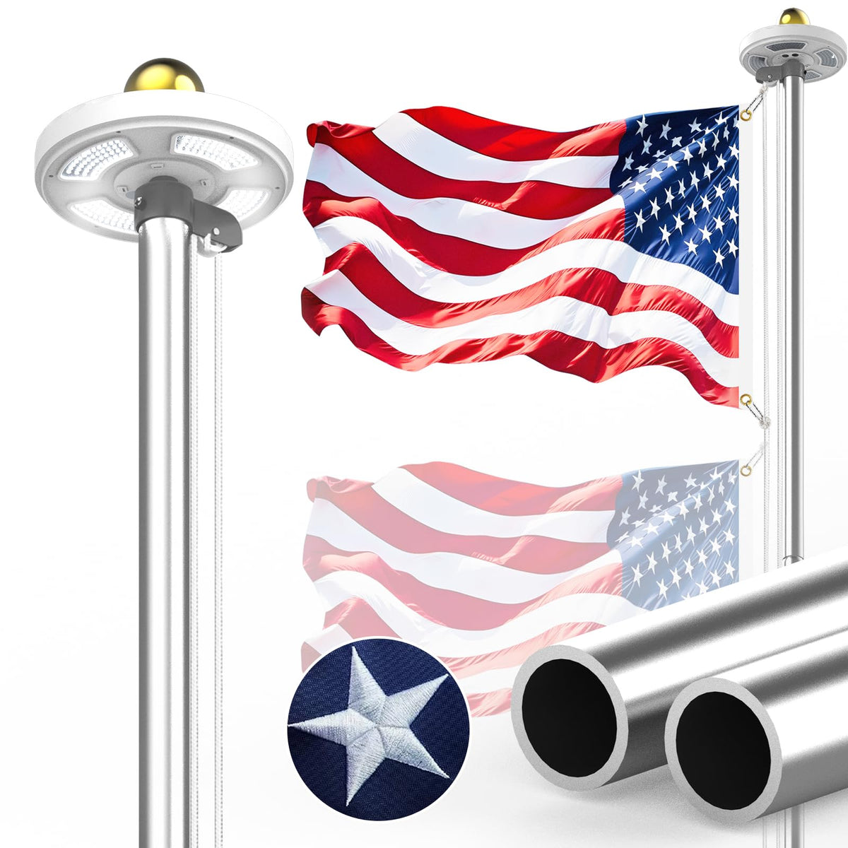 Bknius 100mph flagpole kit shown outdoors in windy conditions for durable display
