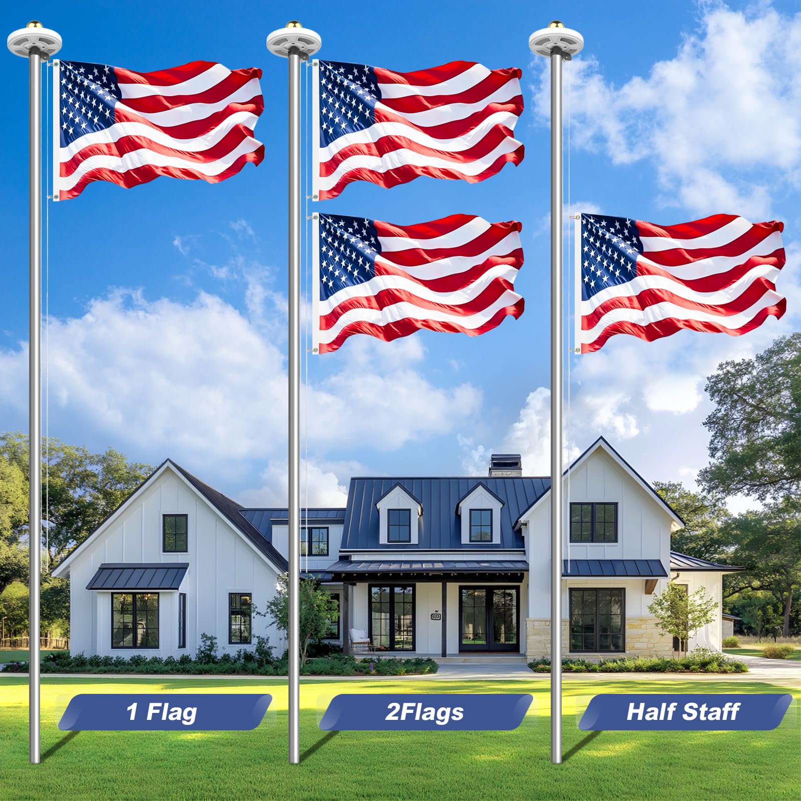 Bknius flagpole easy-install kit saves setup time and effort.