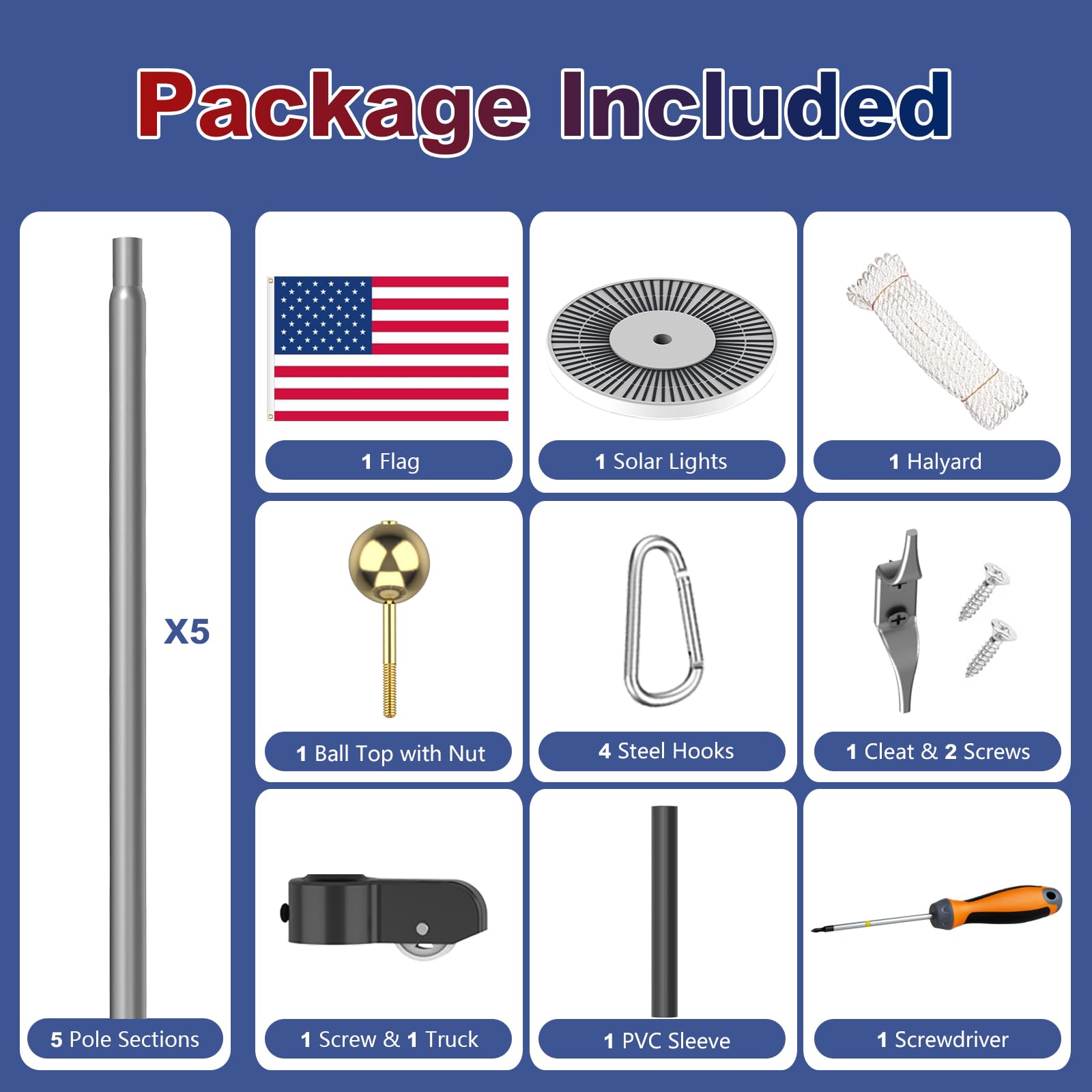 Bknius flagpole outdoor hardware stands up to weather and daily use.