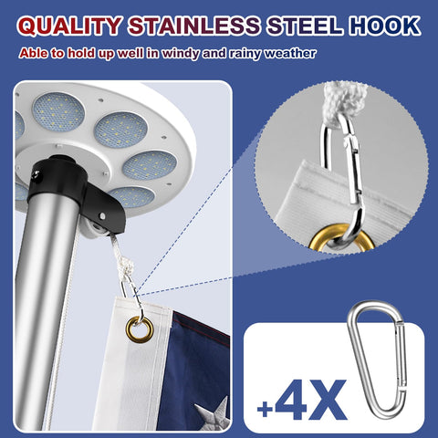 Bknius flagpole solar light 9.5-inch panel for steady evening visibility.