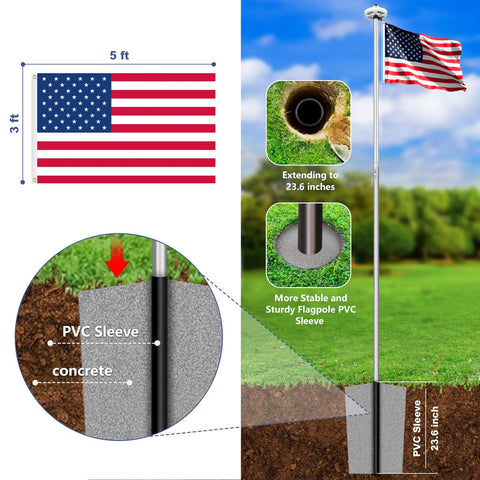 Bknius flagpole solar panel extends energy storage for all-night brightness.