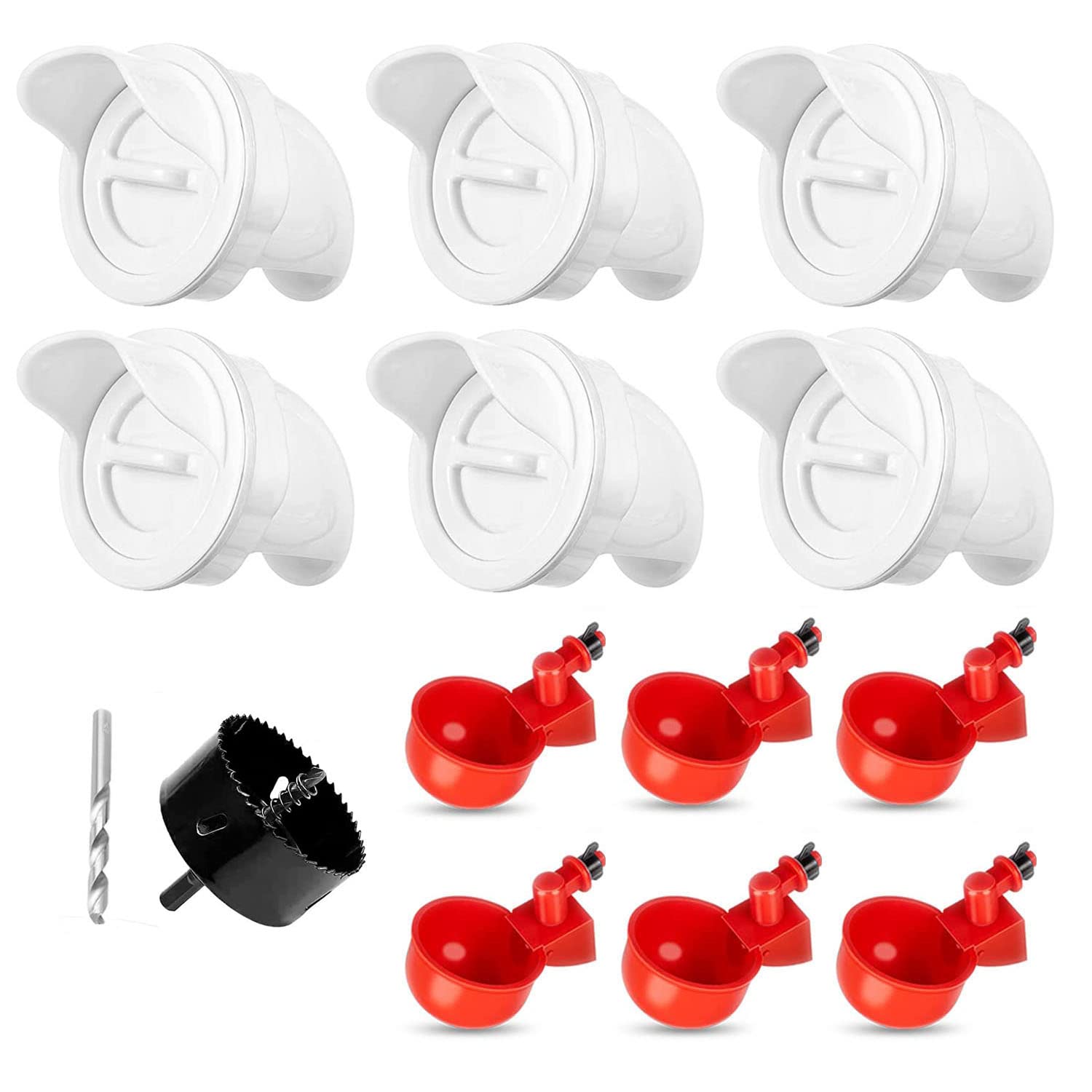 Bkotoo chicken feeder-waterer set 6pcs for spill-free feeding.