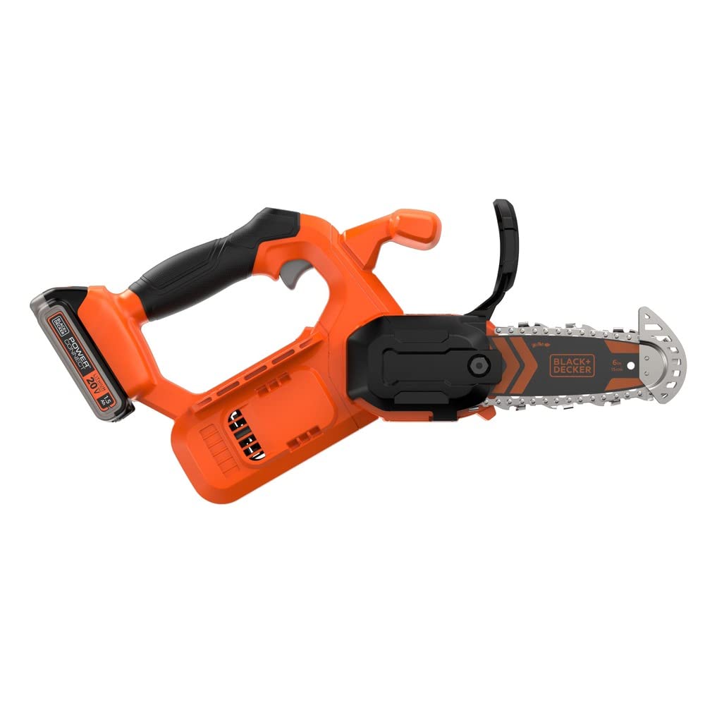 Integrated tip guard provides stability during upcuts for safer pruning