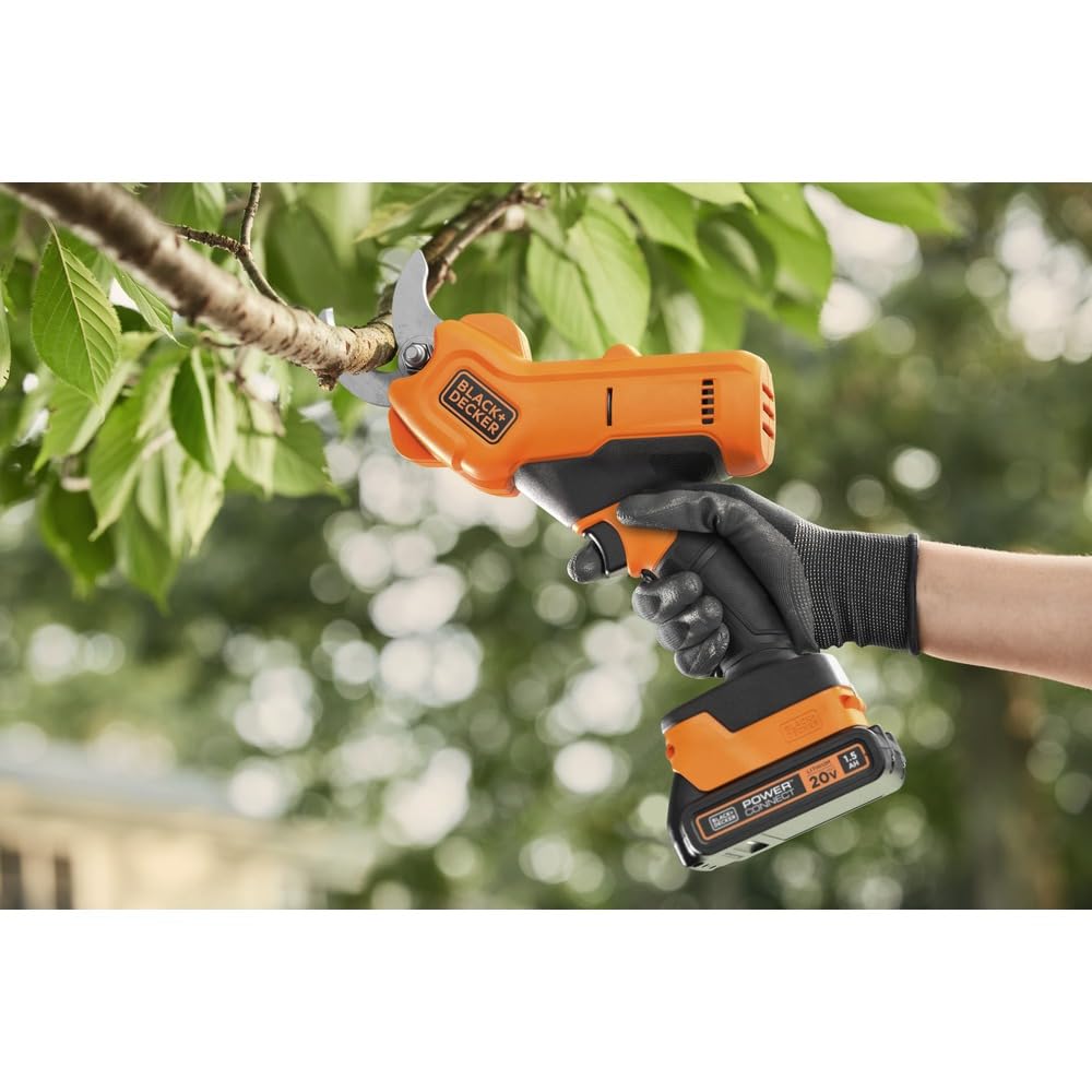 BLACK+DECKER 20V Max pruner battery ready for use, powering longer pruning sessions.