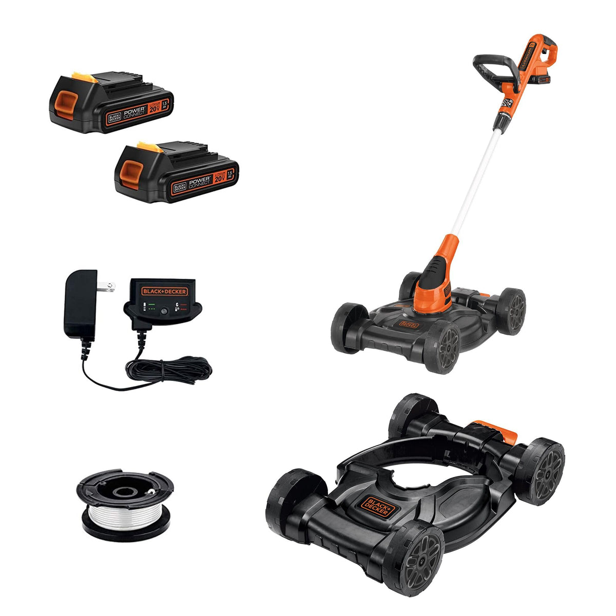Black+Decker 3-in-1 weed eater and mower in action for versatile yard care