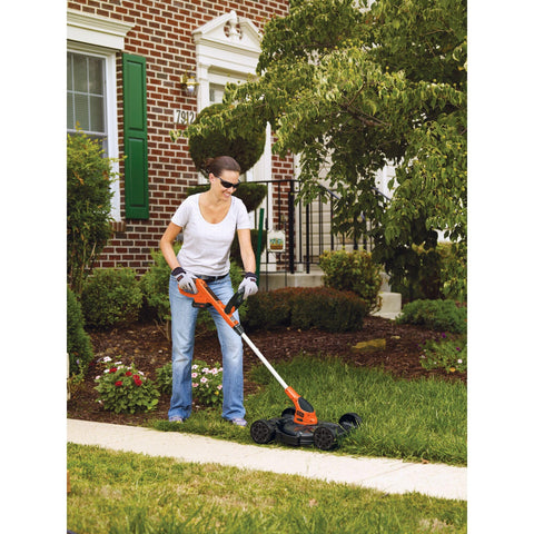 Adjustable deck height adapts to uneven lawns for a cleaner cut