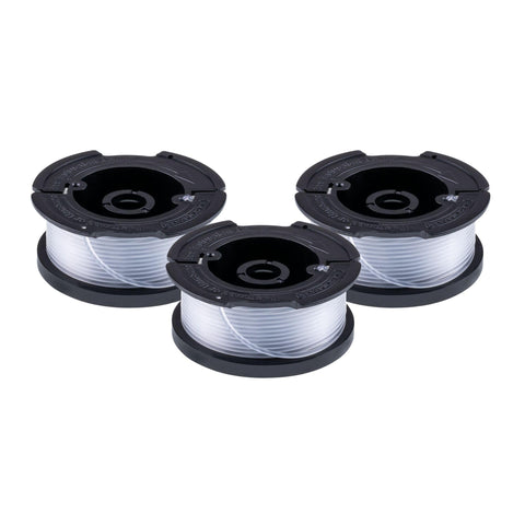 Black+Decker AF1003ZP spool in-trimmer feed demonstrating smooth operation