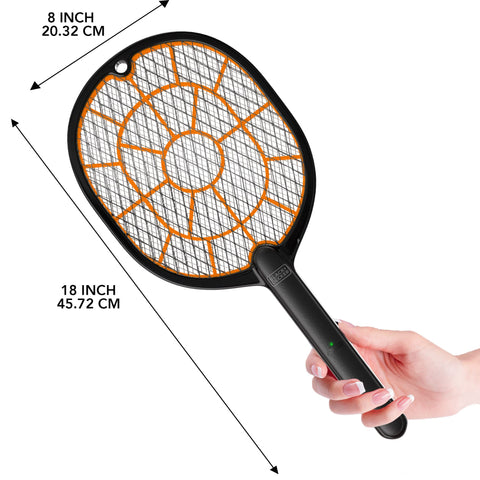 BLACK+DECKER Bug Zapper Racket grid close-up shows safety layers.