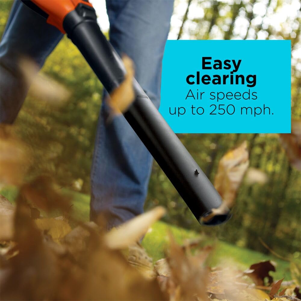 Air speeds up to 250 mph for tackling stubborn debris.