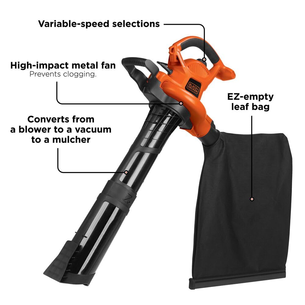 BV6600 mulcher chamber with high-impact metal fan reduces clogs during processing.
