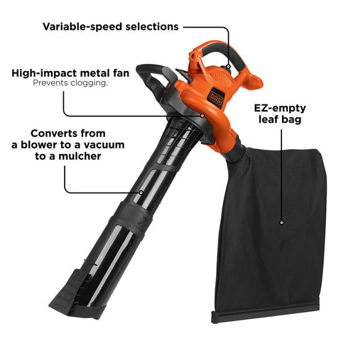 BV6600 mulcher chamber with high-impact metal fan reduces clogs during processing.