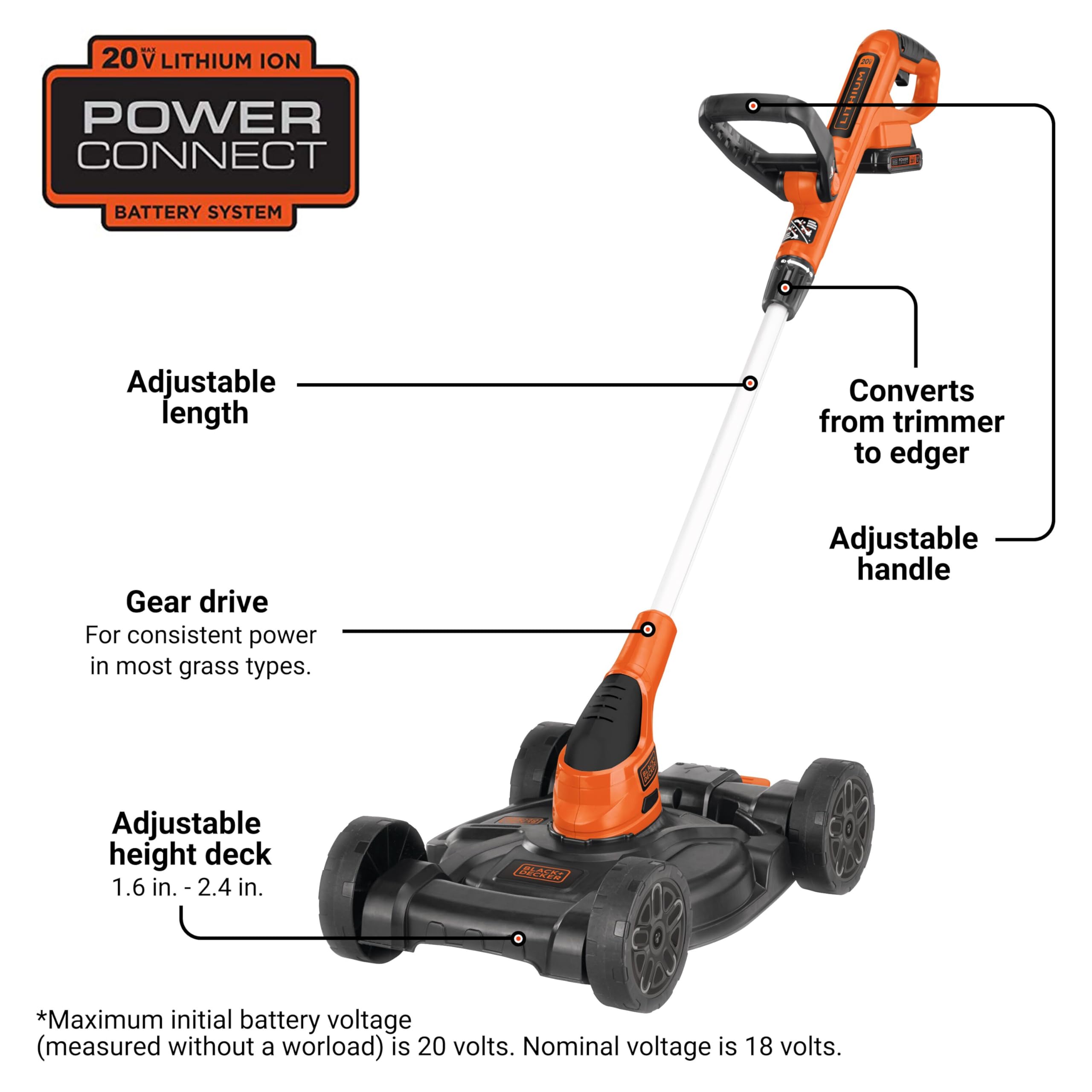 Black+Decker detachable mower deck enables quick mower-trimmer transformations