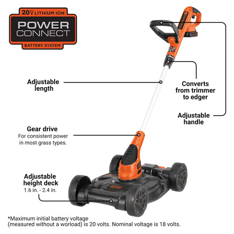 Black+Decker detachable mower deck enables quick mower-trimmer transformations