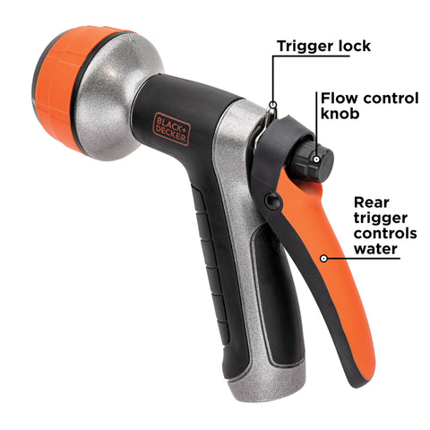 Black Decker Dial 7 Pattern nozzle in Full mode for patio cleaning.