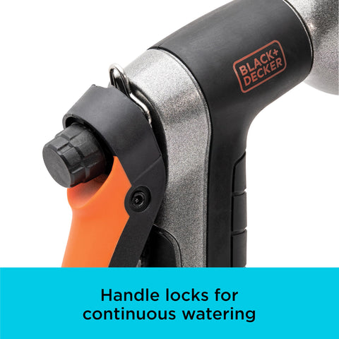Black Decker Dial 7 Pattern nozzle in Soaker mode for garden beds.