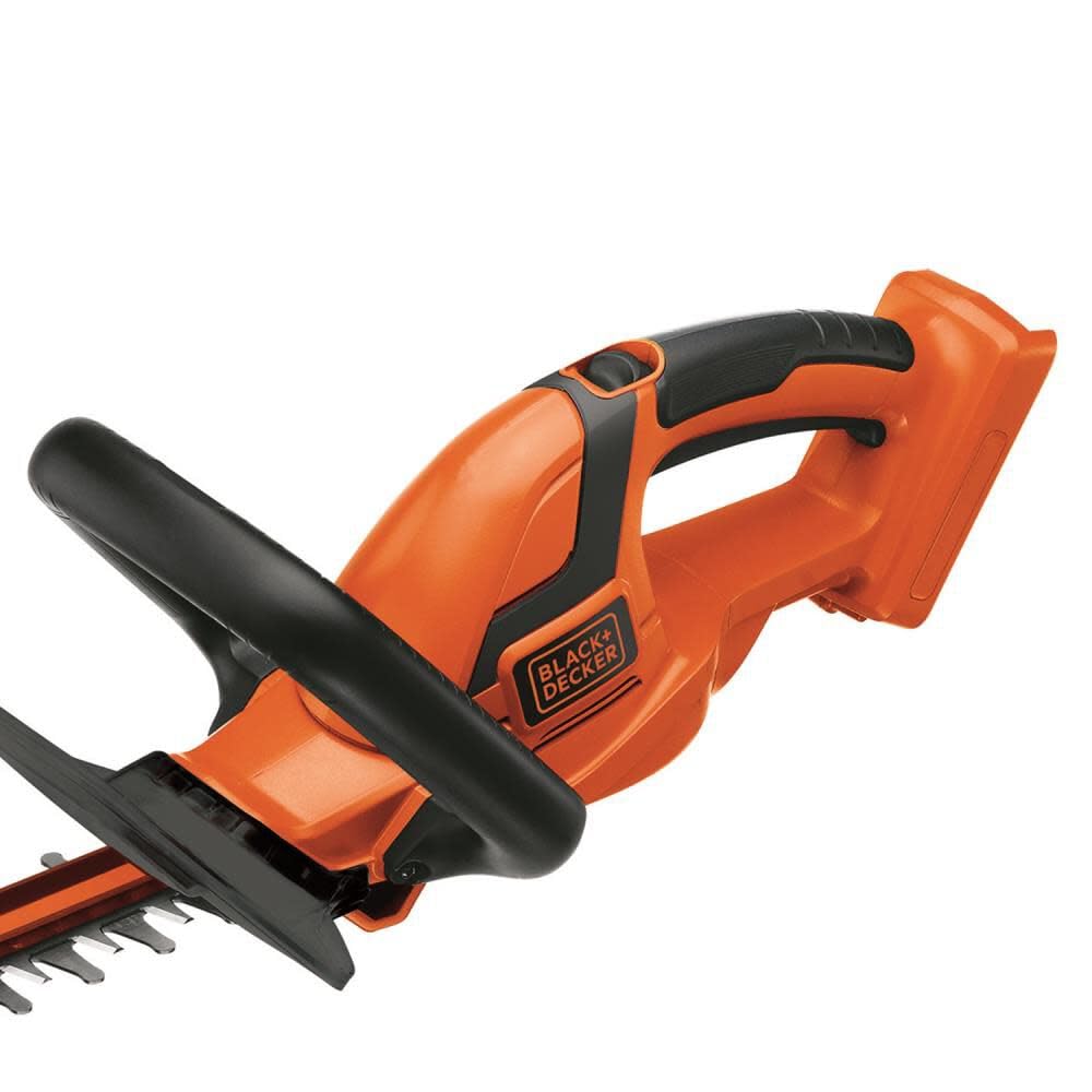 Battery not included with BLACK+DECKER 40V MAX hedge trimmer.