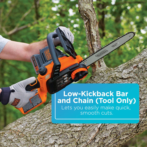 BLACK+DECKER LCS1020B 8-inch cut capacity supports pruning and light wood cuts.