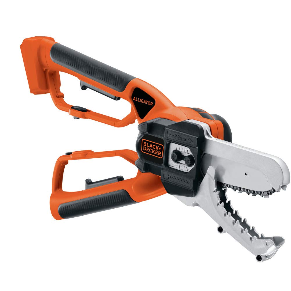 BLACK+DECKER LLP120B cutting action enables precise pruning in the garden.