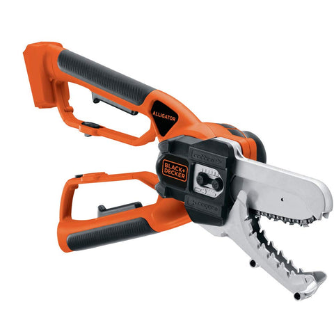 BLACK+DECKER LLP120B cutting action enables precise pruning in the garden.
