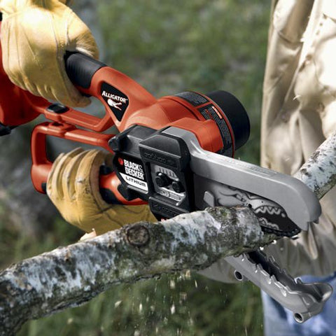 BLACK+DECKER LLP120B in-use pruning scene demonstrates rapid, controlled cuts.