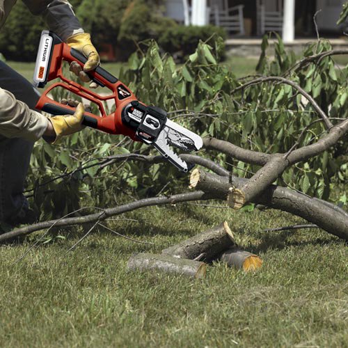 BLACK+DECKER LLP120B lightweight design reduces fatigue during pruning tasks.