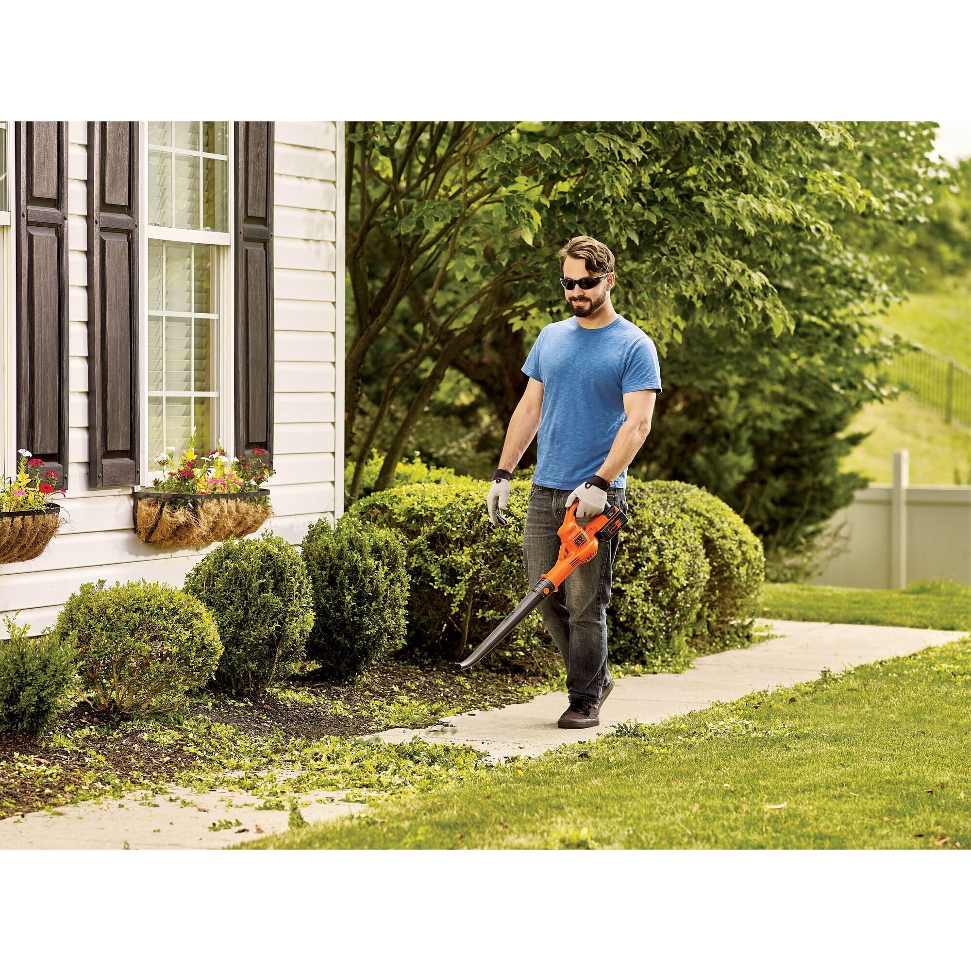 BLACK+DECKER low-noise operation for quiet yard work near patios and windows.