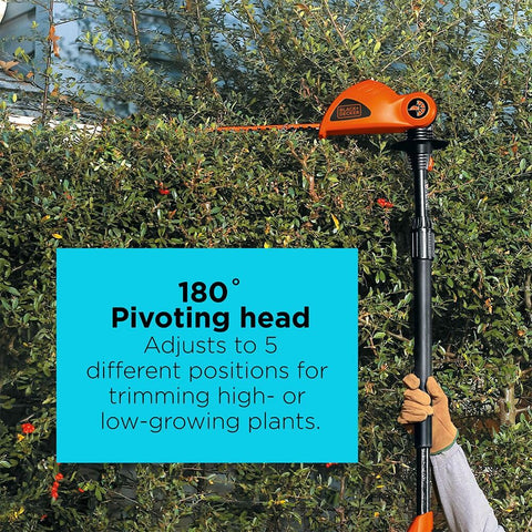 BLACK+DECKER LPHT120 cordless operation enables unrestricted outdoor work.